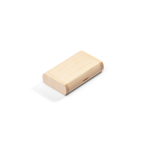 Hinged Curved Wooden Rectangular USB Box