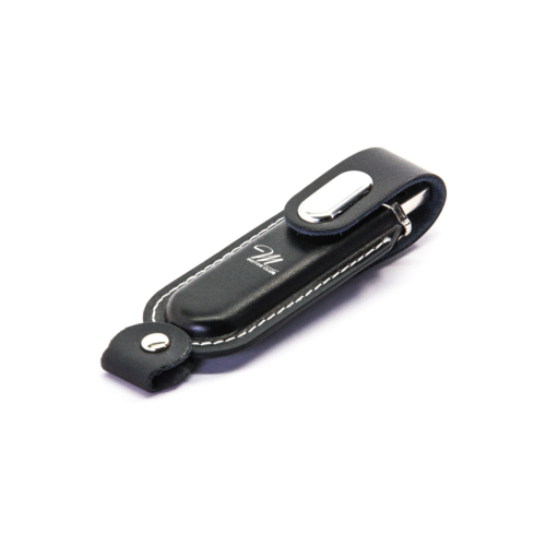 Leather Snap USB Drive Black