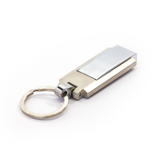 Metal Keyring Swivel USB Drive Silver