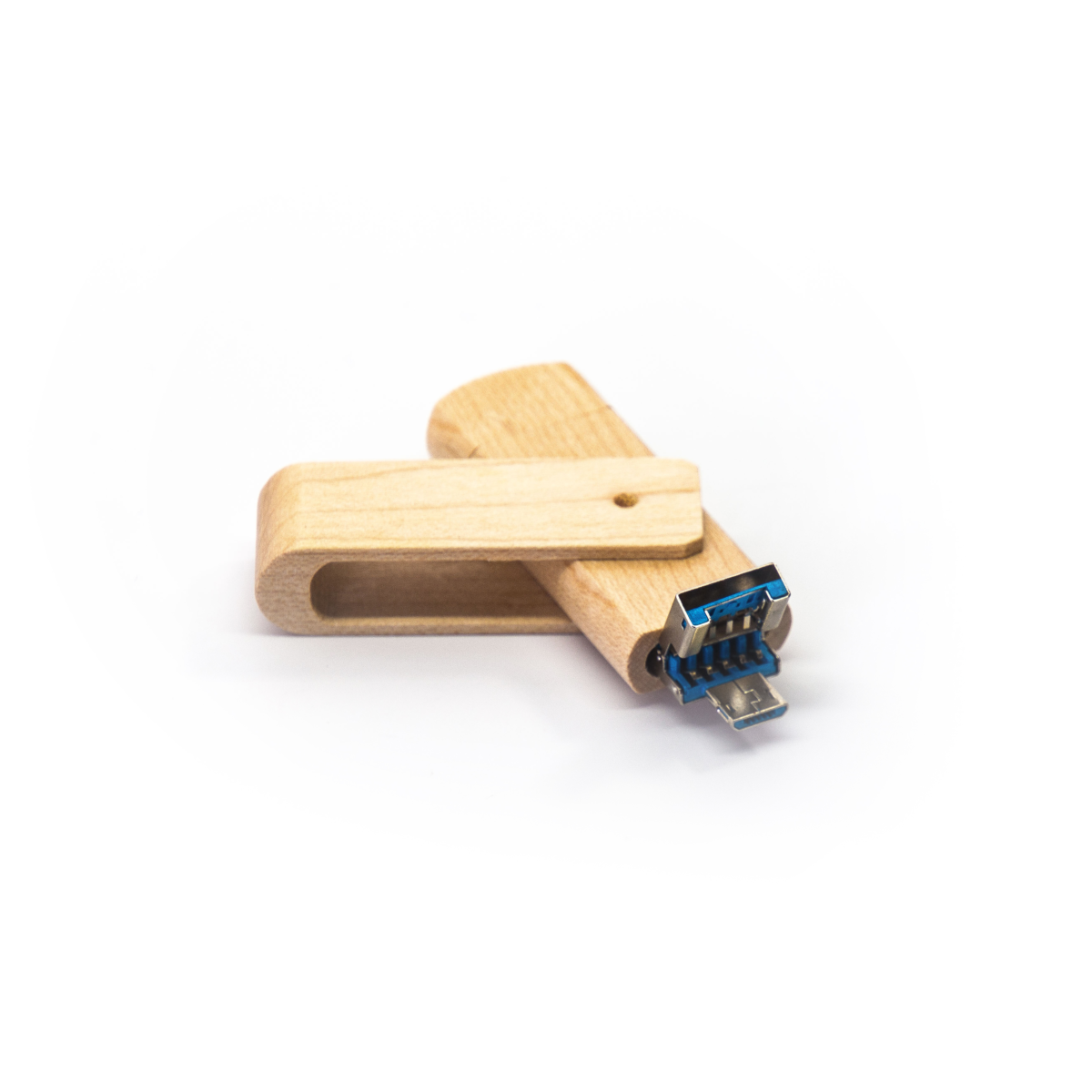OTG Type C Wooden Swivel USB Micro B