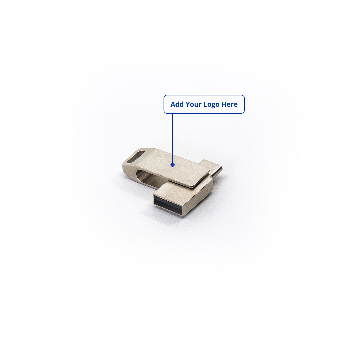 OTG Type C Mini Metal Swivel 2 USB Drive Open