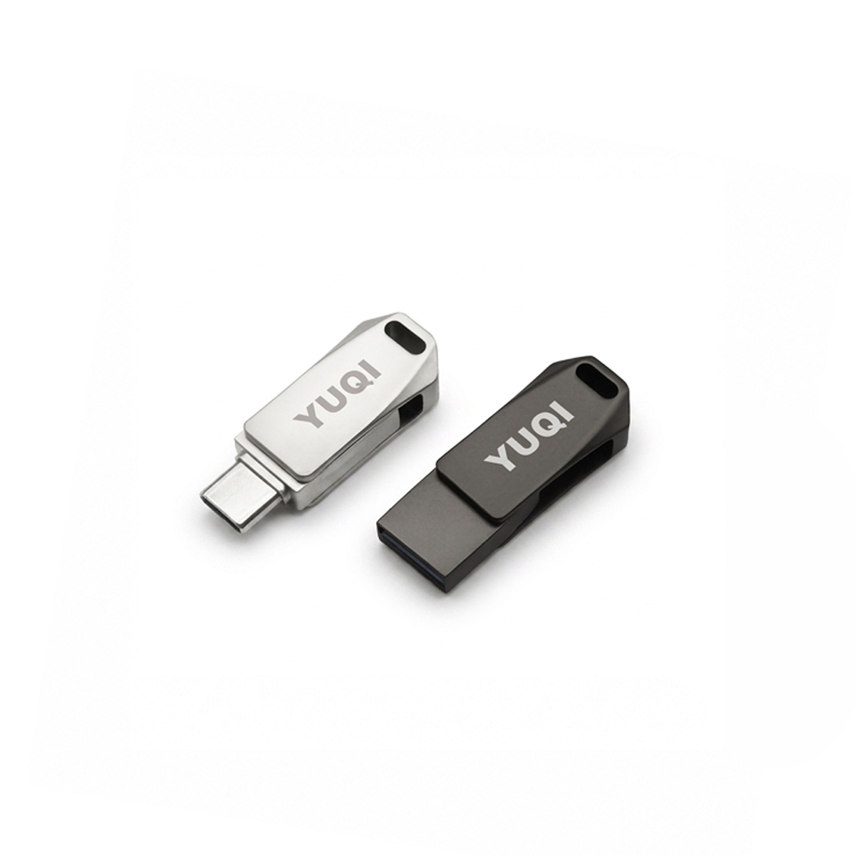 OTG Type C Mini Metal Swivel 2 Drive White Black