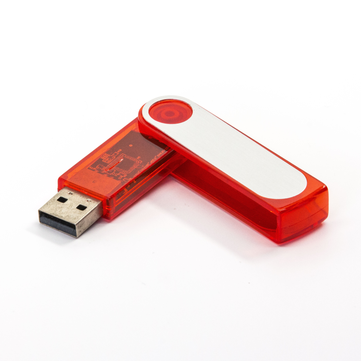 Translucent Swivel USB Drive Red