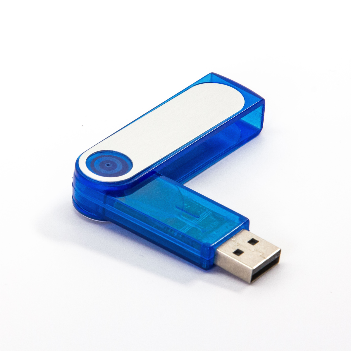 Translucent Swivel USB Drive Blue