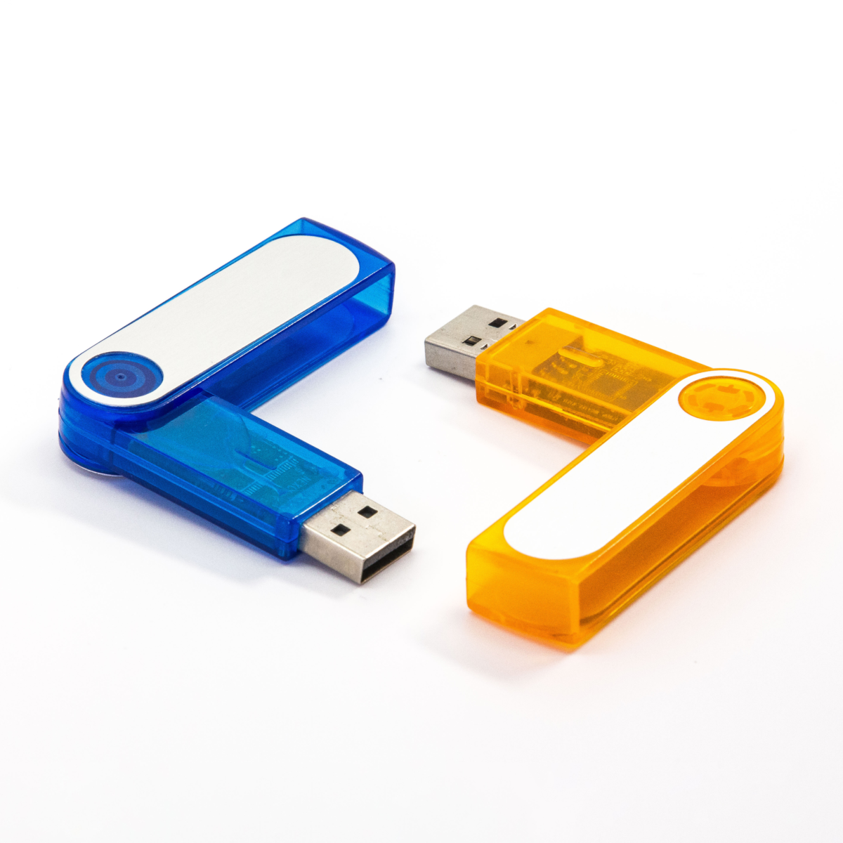 Translucent Swivel USB Drives Blue Yellow